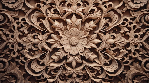 Ornement floral en bois sculpté en mandala
