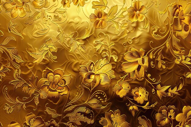Ornement floral doré motif textile en brocade