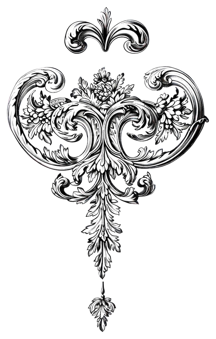 Photo ornement floral vintage élégant de png