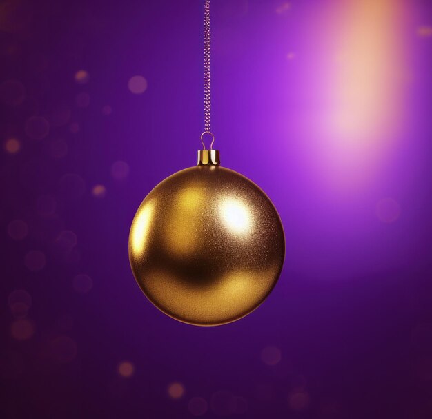 un ornement de Noël doré sur fond violet