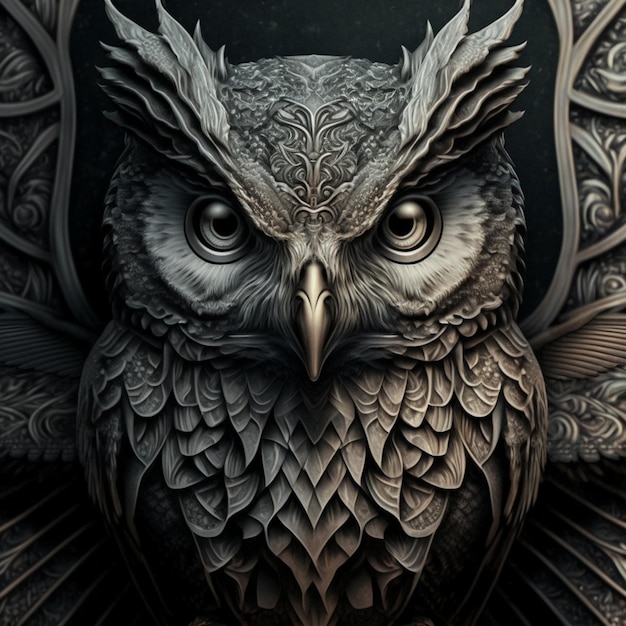 ornement noir hibou cool