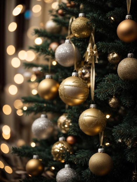 Des ornements accrochés à un arbre de Noël