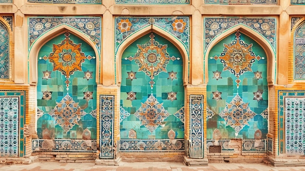 Ornements en mosaïque sur le mur de la mosquée pour le fond islamique