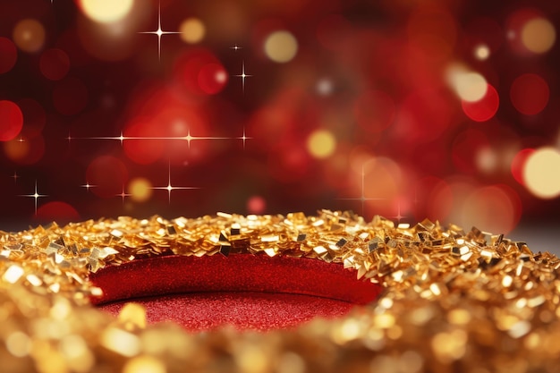 Les ornements rouges de la fête scintillent dans la décoration lumineuse de Noël