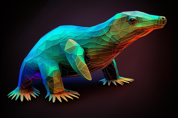 Ornithorynque geomatrick lowpoly illustartion rougeoyante art généré par ai