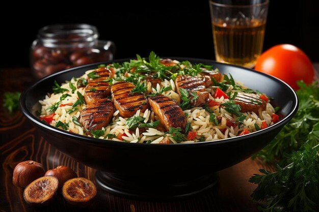 Orzo délicieux avec des légumes méditerranéens