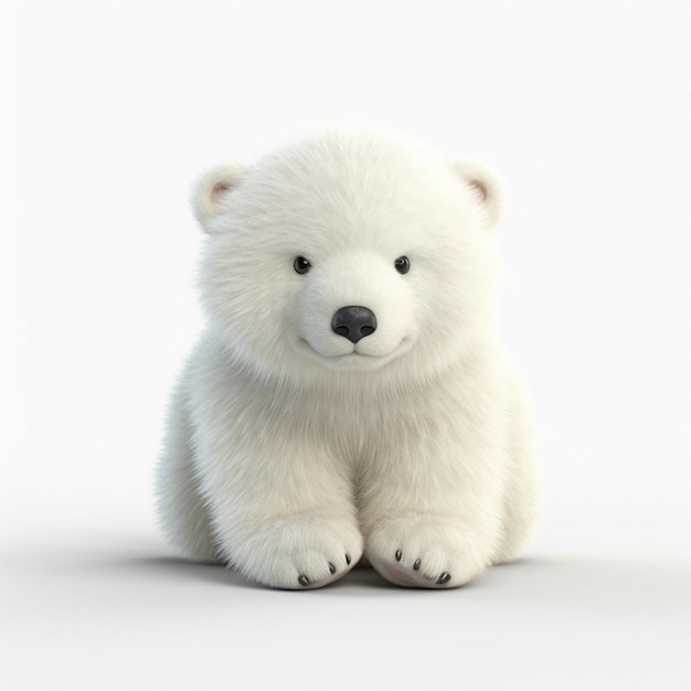 Oso polaire dessin animé 3d mignon en fondo blanco animal oso polo norte hielo