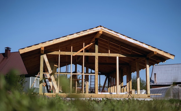 Ossature Bois Construction D'une Maison De Campagne