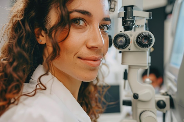 Photo une otolaryngologue confiante effectuant un examen orl sur un patient à la clinique