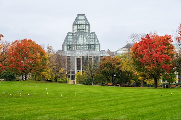 Ottawa Ontario Canada Octobre Major's Hill Park paysage feuilles rouges d'automne Musée des beaux-arts du Canada