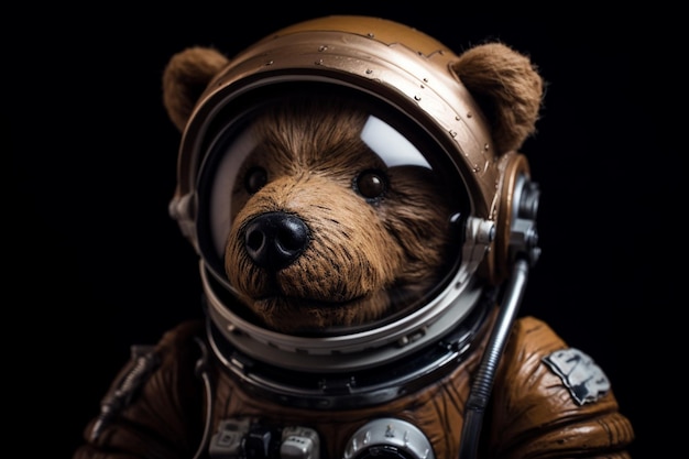 Un ours astronaute en combinaison spatiale