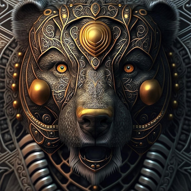 Un ours aux yeux d'or et un collier en argent