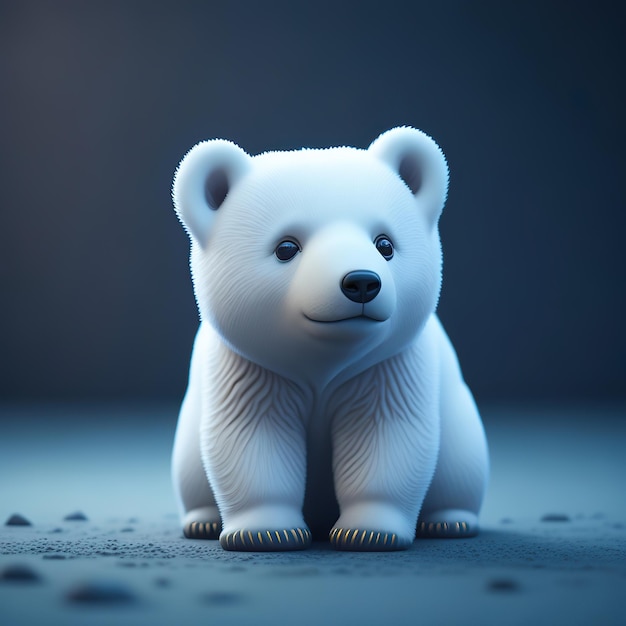 Un ours blanc avec un fond bleu et un fond bleu.