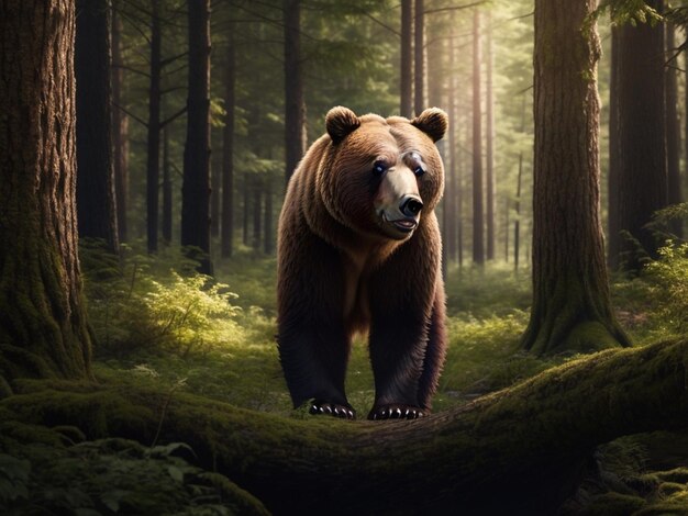 L'ours brun dans une forêt