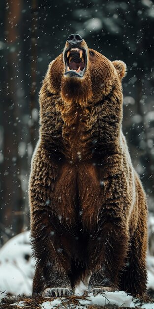 Photo un ours brun dans la neige