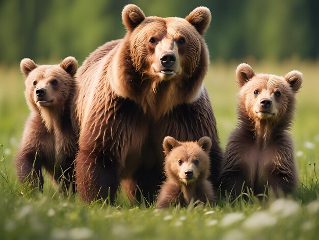 Photo ours brun libre de la péninsule d'alaska ours brun mère ou ours brun côtier ia générative