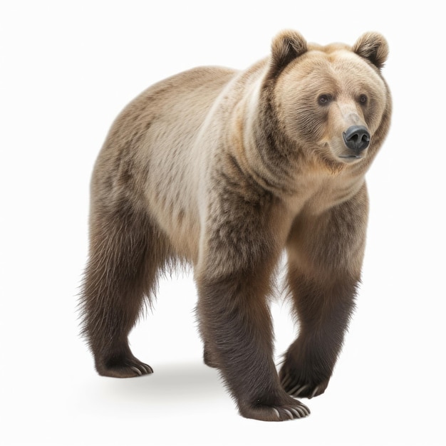 Un ours brun marche et a un nez noir.