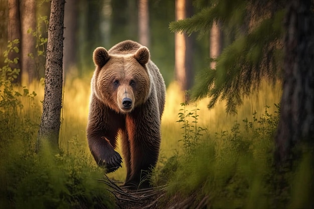 Ours brun Ursus Arctos dans la forêt en été Animal dans l'habitat naturel Scène de la faune