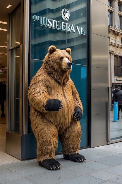 Un ours en costume fumeant à la banque