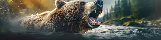 Photo ours dans une ia générative de rivière