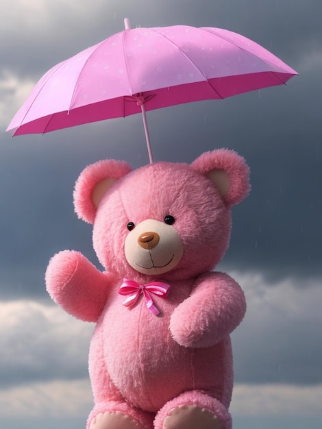 ours de dessin animé avec parapluie