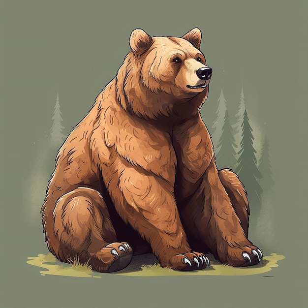 Un ours est assis dans une forêt avec les mots l'ours sur le devant