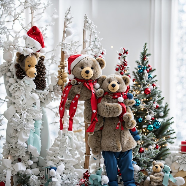 Photo les ours avec la fête de noël à la maison