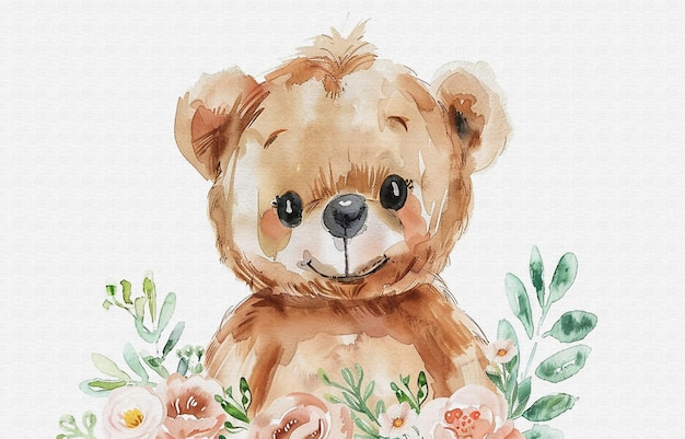 un ours avec une fleur sur la tête