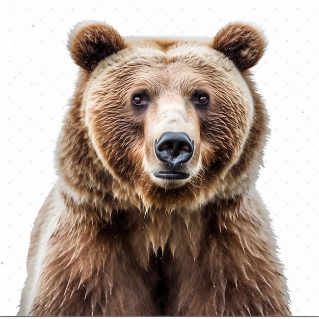 Un ours avec un fond blanc et un nez noir.