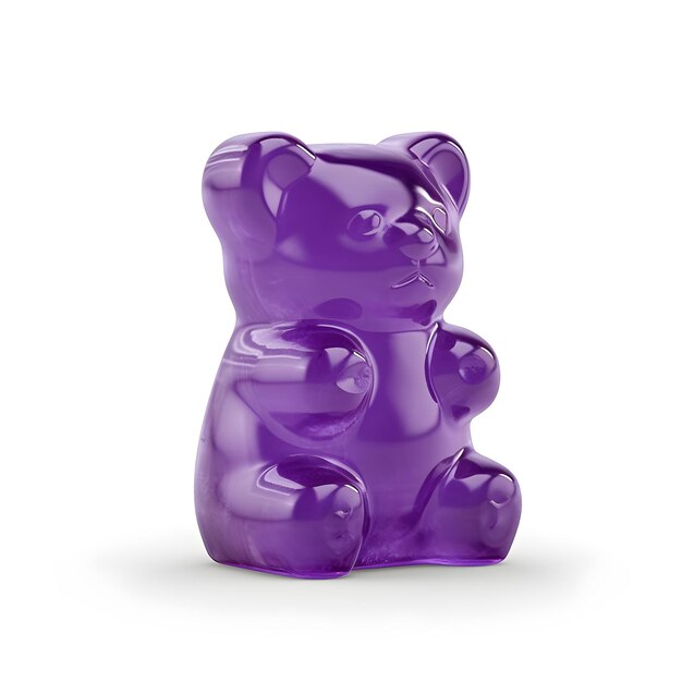 Ours de gomme violet isolé sur fond blanc