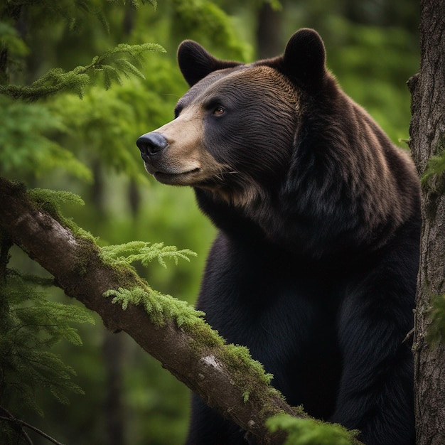 Un ours hyper réaliste sur un arbre