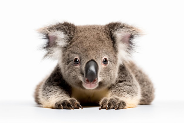 un ours koala assis sur une surface blanche