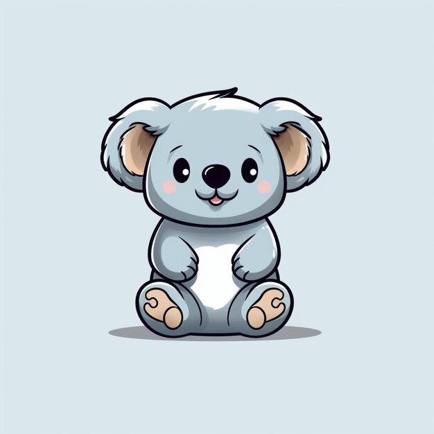 ours koala de dessin animé assis sur le sol avec les yeux fermés ai générative