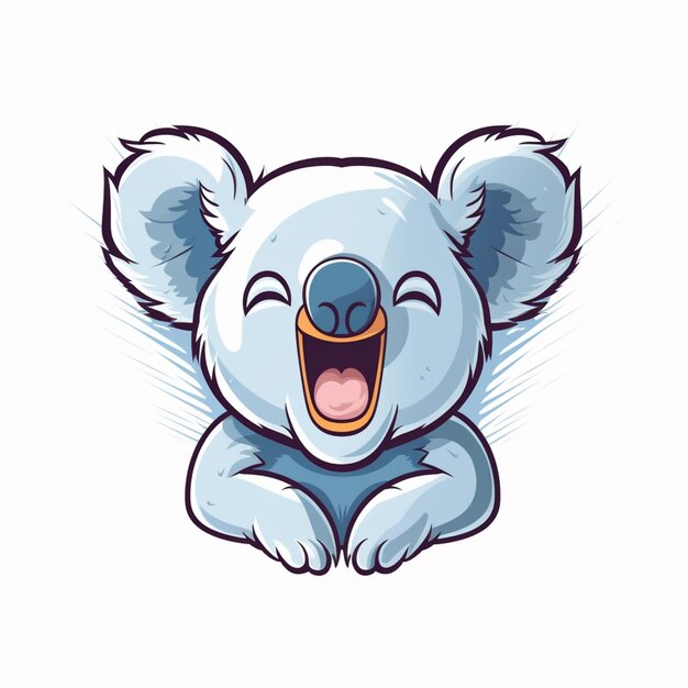 ours koala de dessin animé avec la bouche ouverte assis sur le sol ai générative