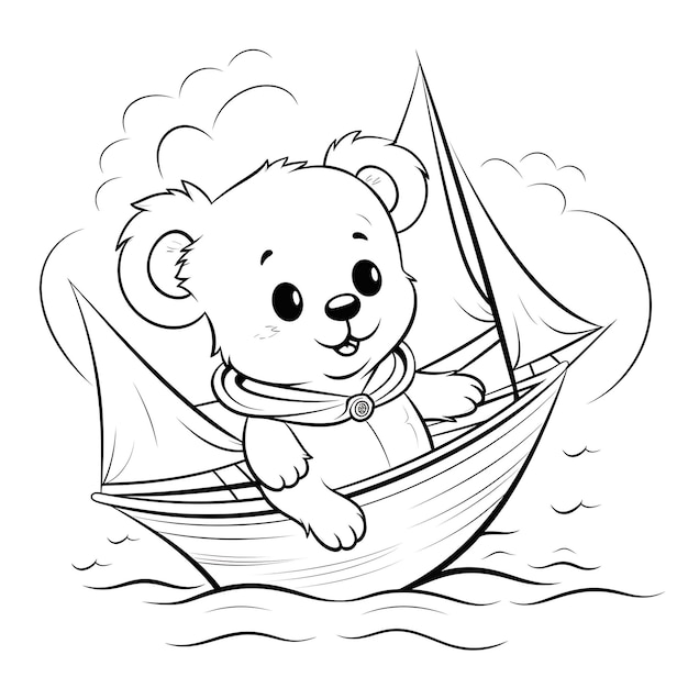 Un ours mignon dans un bateau