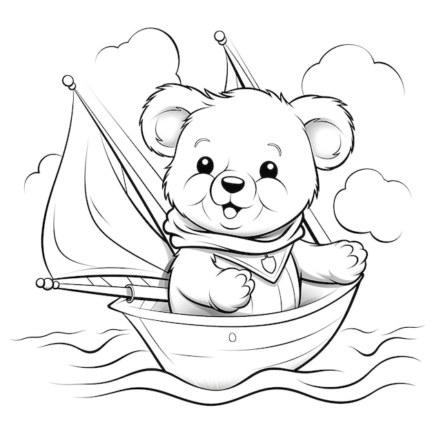 Un ours mignon dans un bateau