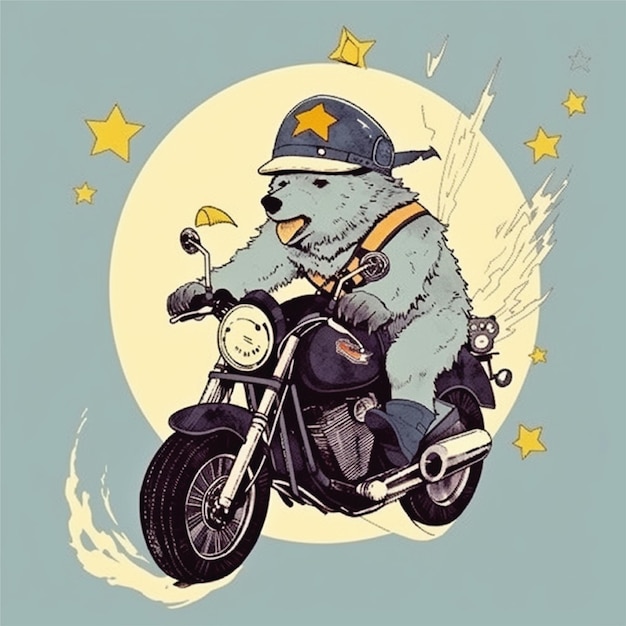 ours mignon équitation illustration de personnage catoon moto