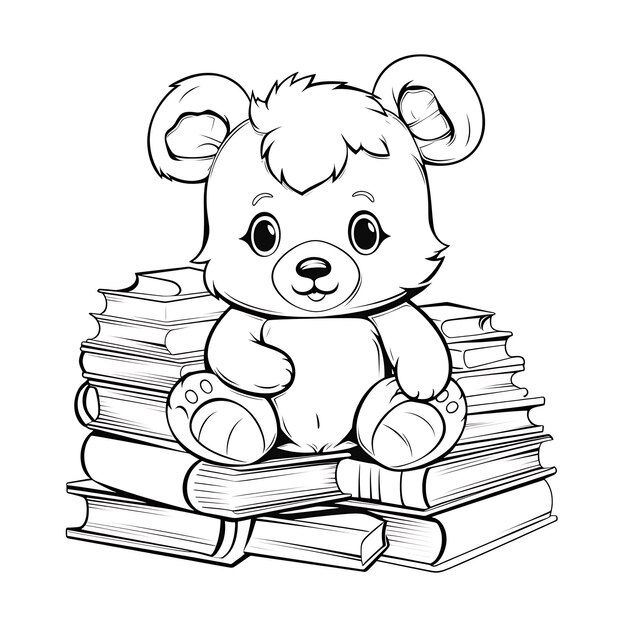 Un ours mignon avec des livres.