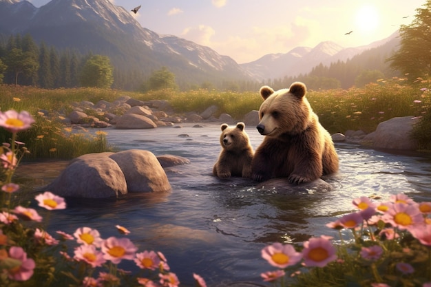 Des ours mignons amoureux