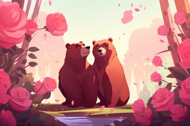 Des ours mignons amoureux