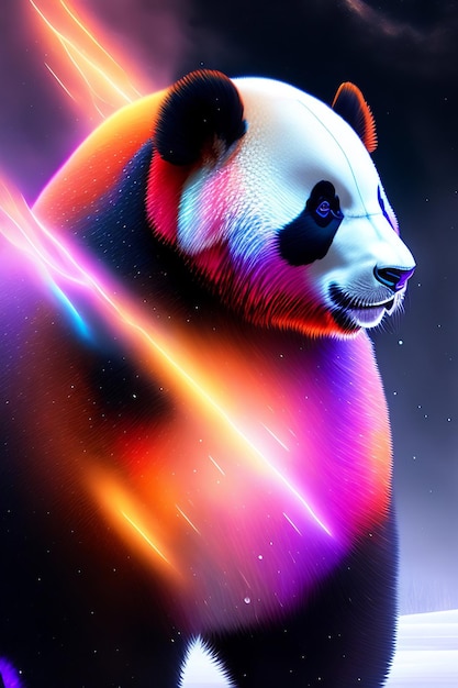 Ours panda en arrière-plan coloré Illustration 3D
