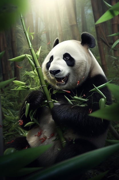 Ours panda dormant sur une branche d'arbre Chine générative ai