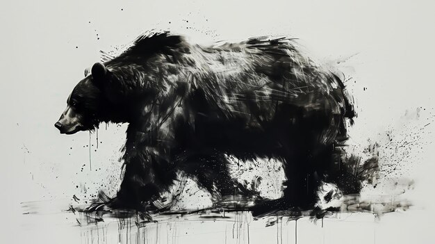 Photo un ours peint dans le style calligraphique