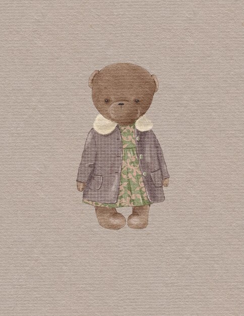 ours en peluche aquarelle dans un style vintage