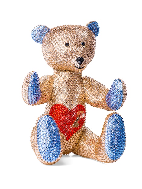 Ours En Peluche Fait De Strass Et De Cristaux Sur Fond Blanc