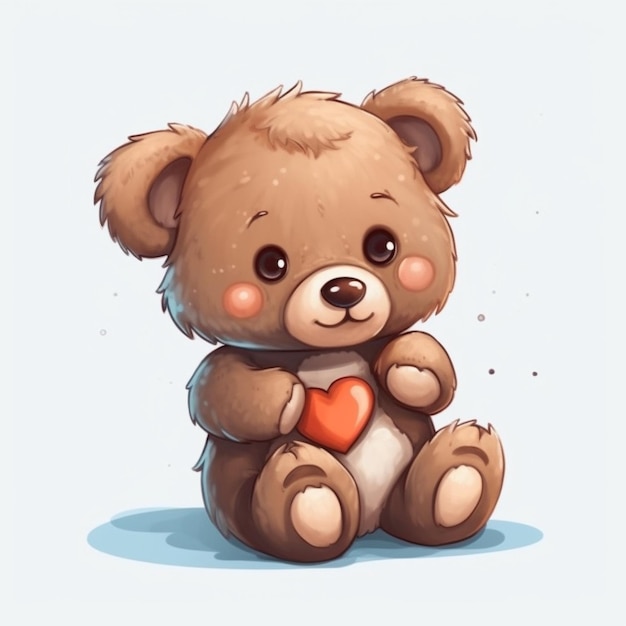 un ours en peluche marron tenant un coeur qui dit "amour"