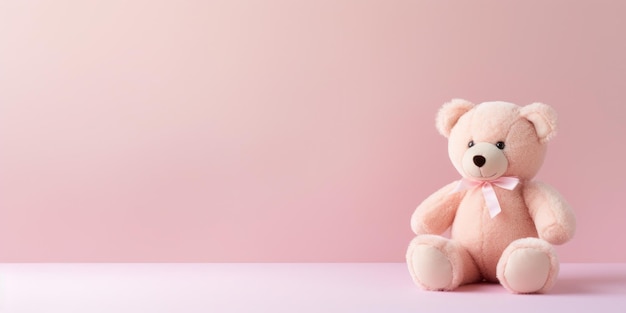 Ours En Peluche Mignon Isolé Sur Fond Pastel Doux Avec Espace De Copie Pour  Les Annonces Et Le Texte