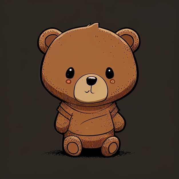 Un ours en peluche avec un pull marron qui dit "je suis un ours"