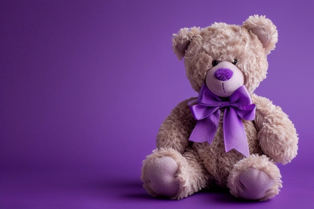 Ours en peluche avec ruban violet Journée de sensibilisation à l'épilepsie