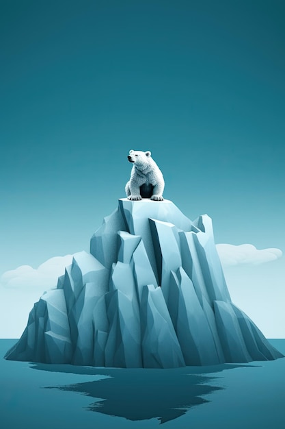 Ours polaire sur la banquise Fonte des icebergs et réchauffement climatique IA générative